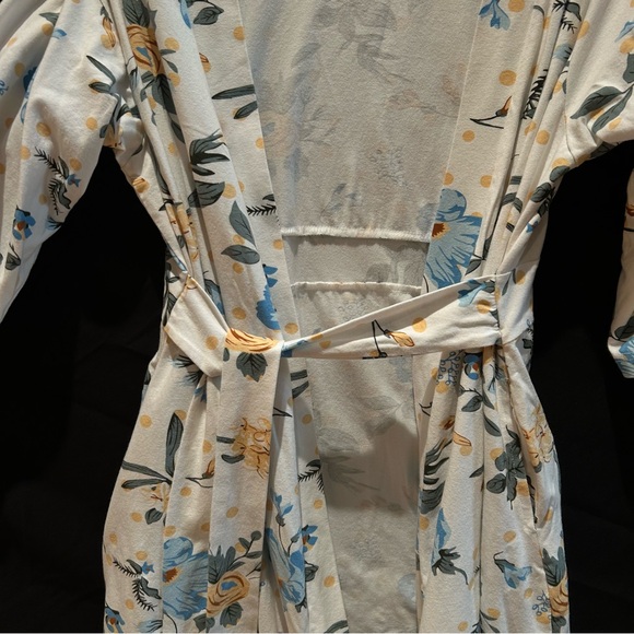 C - Baby Be Mine Floral Maternity Wrap Dress - Blue and Cream - Picture 3 of 4